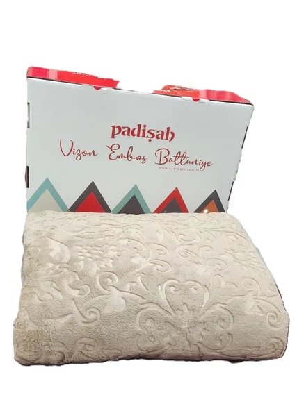 PADİŞAH EMBOSS ÇİFT KİŞİLİK BATTANİYE VİZON - Resim 2