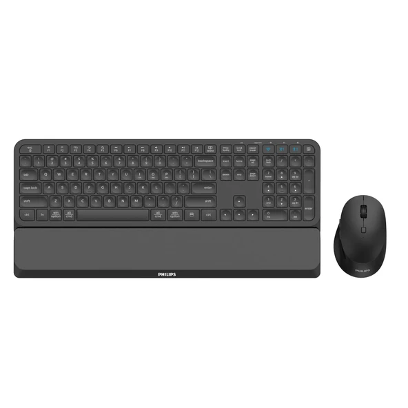 PHILIPS SPT6607B, Siyah, Türkçe Q, 2.4Ghz ve Bluetooth Kablosuz, Bilek Destekli, Multimedya Klavye Mouse Set ürün görseli 1