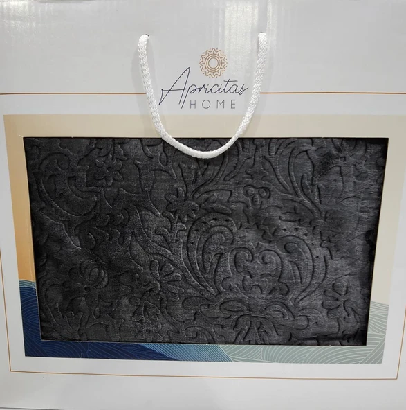 ELEGANT EMBOSS ÇİFT KİŞİLİK İSPANYOL BATTANİYE ANTRASİT - Resim 3