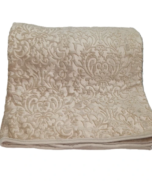 ELEGANT EMBOSS ÇİFT KİŞİLİK İSPANYOL BATTANİYE BEJ - Resim 3