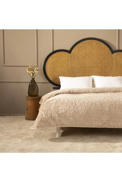 ELEGANT EMBOSS ÇİFT KİŞİLİK İSPANYOL BATTANİYE BEJ - Resim 6