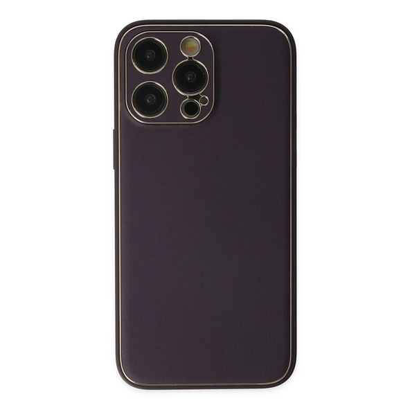 Newface iPhone 13 Pro Kılıf Coco Deri Silikon Kapak - Derin Mor ürün görseli 1
