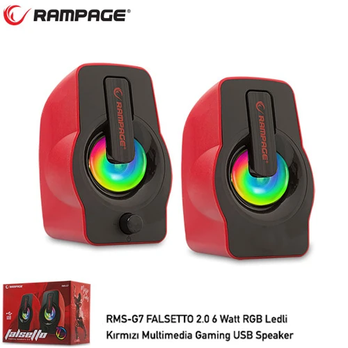 RAMPAGE RMS-G7 FALSETTO 1+1 6 W USB 5V RGB LEDLI Kırmızı Hoparlör ürün görseli 1
