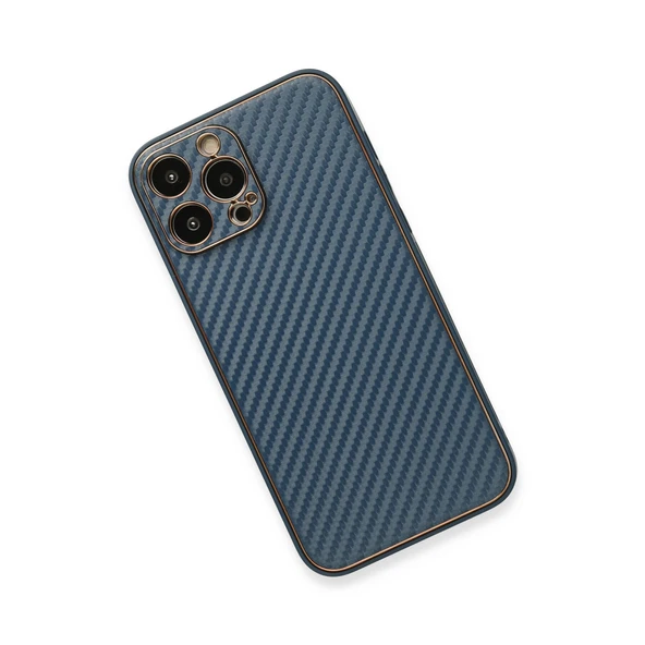 Newface iPhone 13 Pro Max Kılıf Coco Karbon Silikon - Mavi - Resim 3