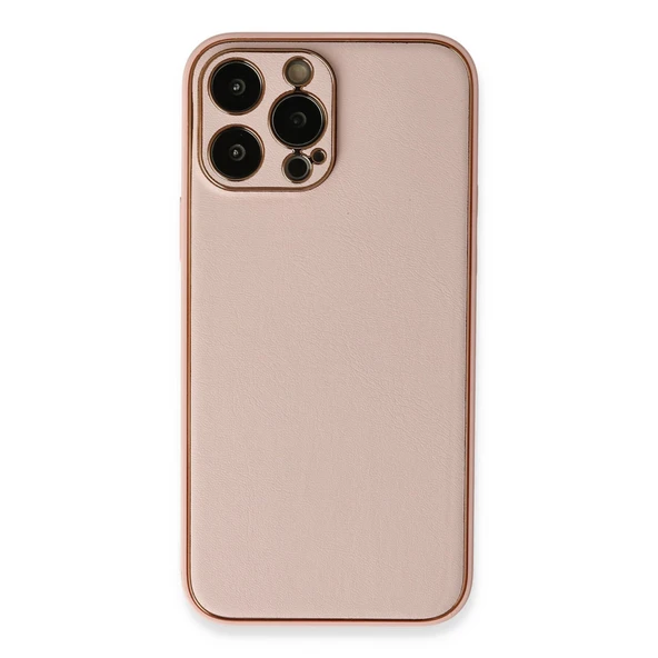 Newface iPhone 13 Pro Kılıf Coco Deri Silikon Kapak - Pembe ürün görseli 1