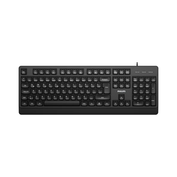 PHILIPS SPK6247B, USB Kablolu, Türkçe Q, Multimedya Klavye (Siyah) ürün görseli 1