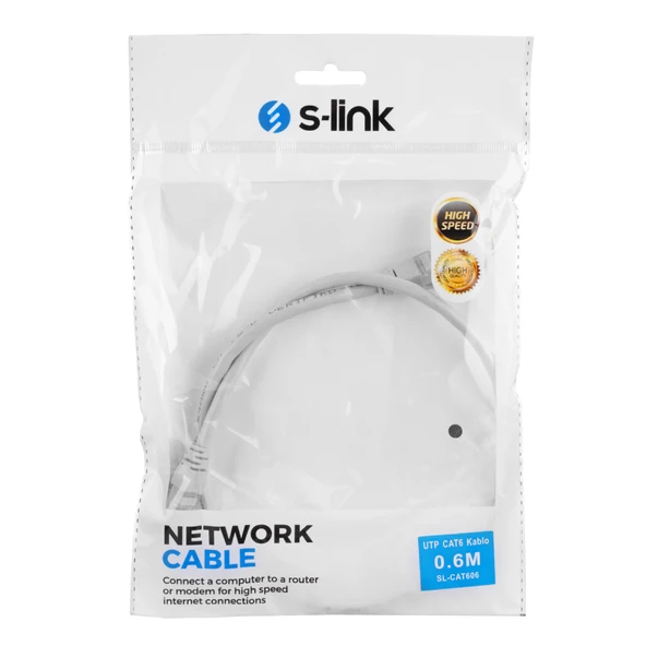 S-LINK SL-CAT606 CAT6 Patch 60CM Kablo (Gri) - Resim 3