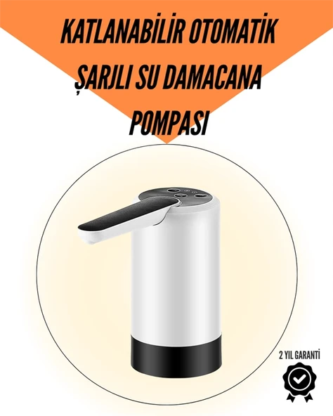 Şarjlı Su Pompası 8000mAh | Cam Damacana Uyumlu | Tek Tuşla Kontrol | USB Şarjlı Otomatik Dolum ürün görseli 1