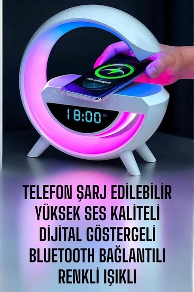Bluetooth Hoparlör Dijital Göstergeli Wireless Şarj RGB Işıklı ürün görseli 1