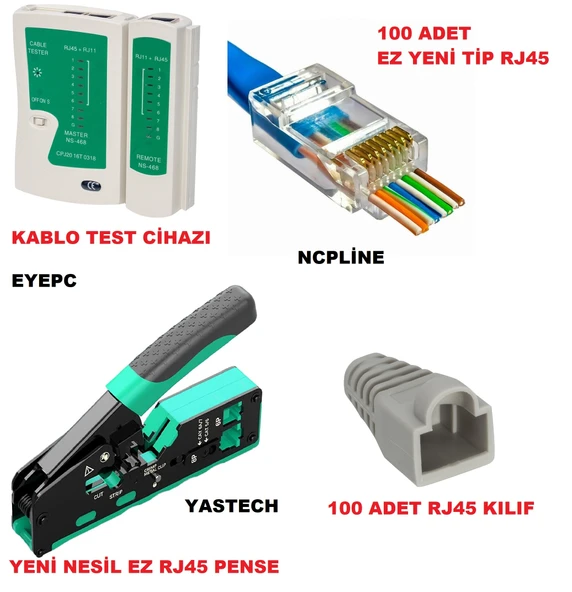 EZ yeni nesil 100 rj45 100 kılıf ez rj45 pense ve test cihazı set cat6 hobi ürün görseli 1