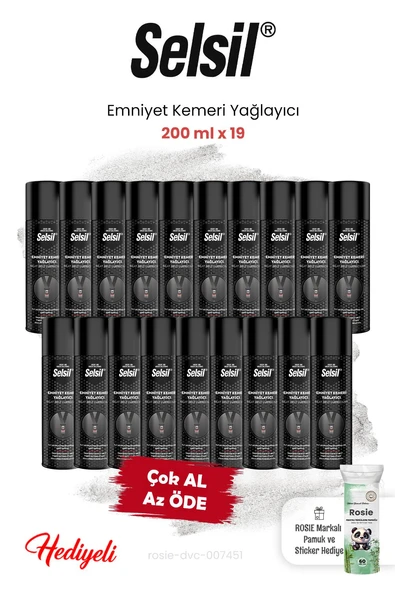 Selsil 19 adet - 200 ml Emniyet Kemeri Yağlayıcı ve ROSIE ürün görseli 1