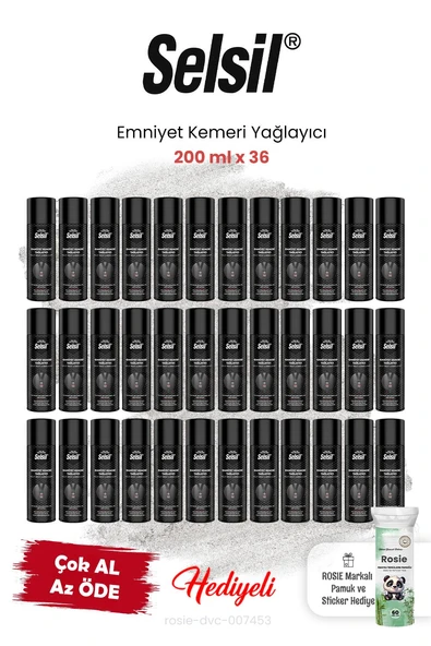 Selsil 36 adet Emniyet Kemeri Yağlayıcı 200 ml ve ROSIE ürün görseli 1