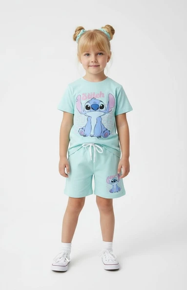 Stitch Kız Çocuk Şortlu Takım ürün görseli 1