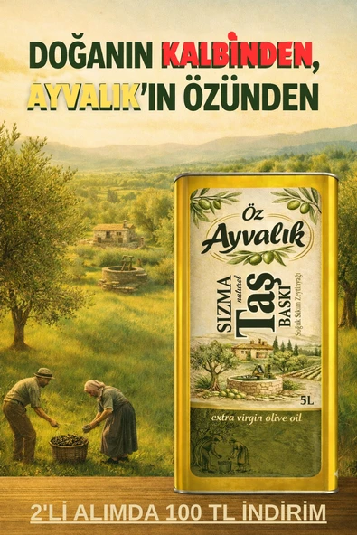 Öz Ayvalık Natürel Soğuk Sıkım Sızma 5L (4800Gr) Zeytinyağı ürün görseli 1