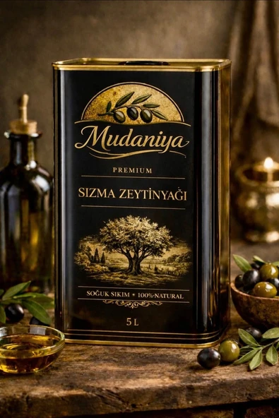 Mudaniya Natürel Soğuk Sıkım Sızma 5L (4800Gr) Zeytinyağı ürün görseli 1