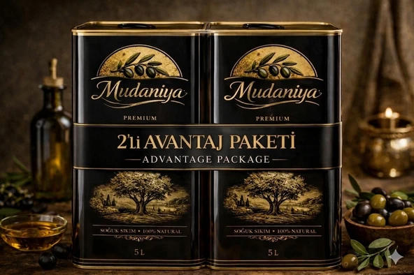 Mudaniya Natürel Sızma Soğuk Sıkım 2X5L 2AD Zeytinyağı ürün görseli 1