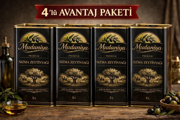 Mudaniya Natürel Sızma Soğuk Sıkım 4X5L 4AD Zeytinyağı ürün görseli 1