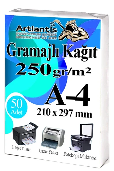 A4 Gramajlı Fotokopi Kağıdı 50 Adet 250 gr Sertifika Kağıdı Kalın Kağıt Baskı Tüm Yazıcılara Uyumlu 21x29.7cm Ofis Büro ürün görseli 1
