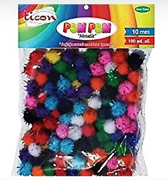 Ticon Metalik Simli Ponpon 10Mm 100Lü - 3 paket ürün görseli 1