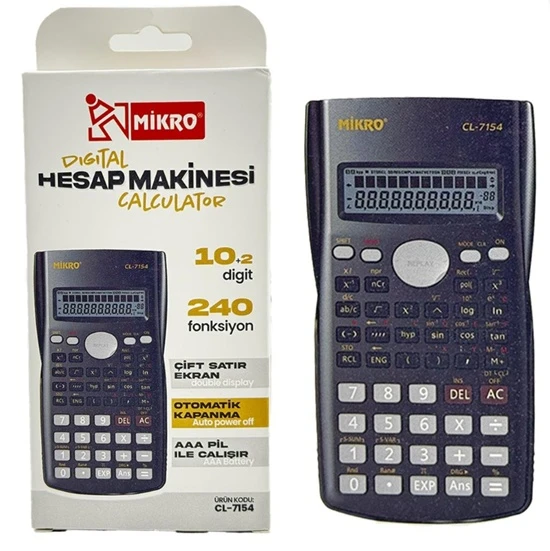 Mikro Digital Fonksiyonlu Hesap Makinesi 10+2 Hane Siyah Cl-7154 ürün görseli 1