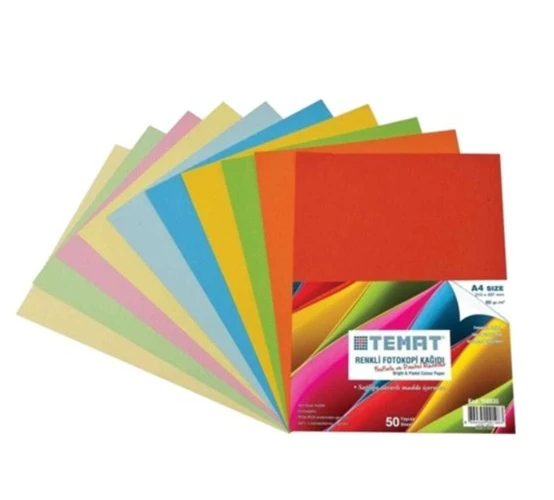 Temat Renkli Fotokopi Kağıdı A4 Fosforlu ve Pastel 50Li - 2 paket ürün görseli 1