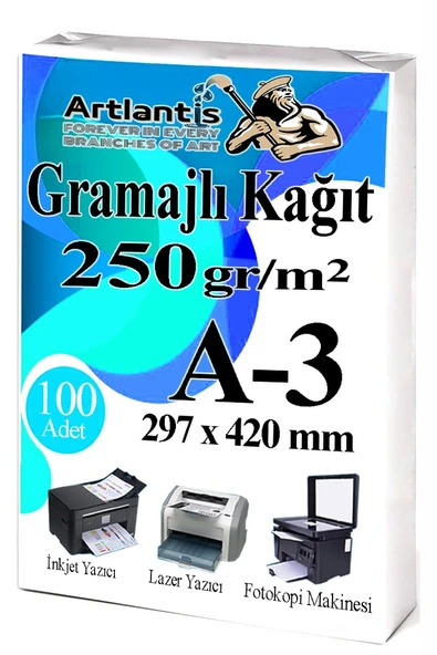 A3 Gramajlı Fotokopi Kağıdı 100 Adet 250 gr Sertifika Kağıdı Kalın Kağıt Baskı Tüm Yazıcılara Uyumlu 29,7x42cm Ofis Büro ürün görseli 1