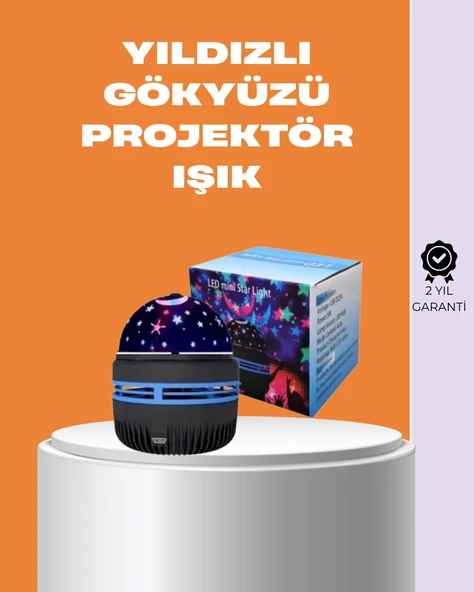 Galaxy Projektör - 360° Dönebilen Gece Lambası, Dekoratif Ambiyans Işığı ürün görseli 1