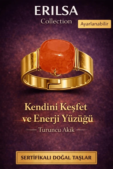 Sertifikalı Turuncu Akik Doğal Taş Yüzük – Kendini Keşfet Enerji Ayarlanabilir ürün görseli 1