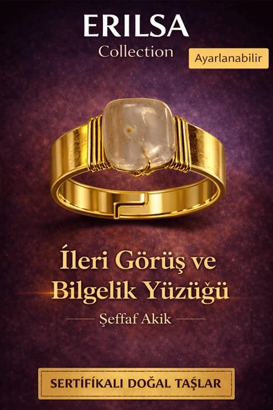 Sertifikalı Şeffaf Akik Doğal Taş Yüzük – İleri Görüş ve Bilgelik Ayarlanabilir ürün görseli 1