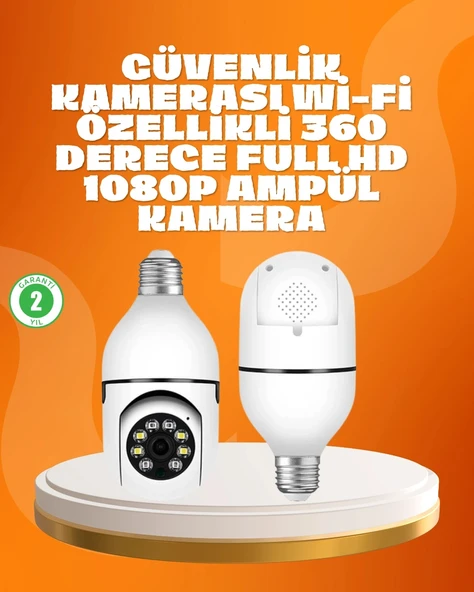 Tam Karanlıkta Görüntüleme Sağlayan 1080p Ampul Güvenlik Kamerası ürün görseli 1