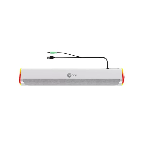 LECOO DS101 KABLOLU 6W RGB AYDINLATMALI TV SOUNDBAR HOPARLÖR  BEYAZ ürün görseli 1
