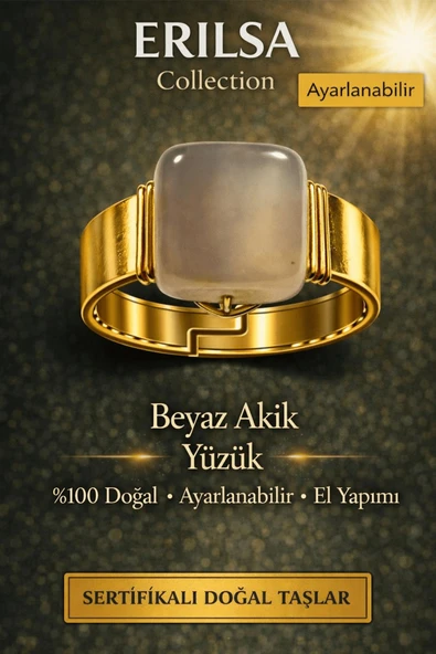 Sertifikalı Doğal Akik Yüzük Doğal Taş Yüzük Ayarlanabilir El Yapımı Şık Minimal Tasarım ürün görseli 1