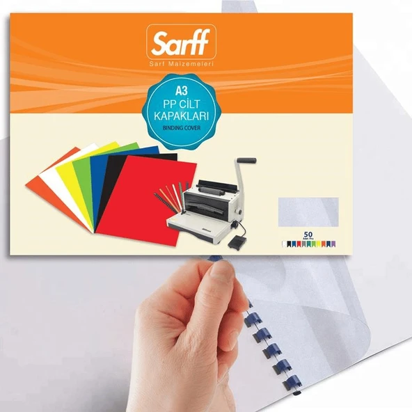Sarff A-3 Cilt Kapağı 450 Micron Şeffaf Buzlu 50 Li 15201131 (1 Paket 50 Adet) ürün görseli 1