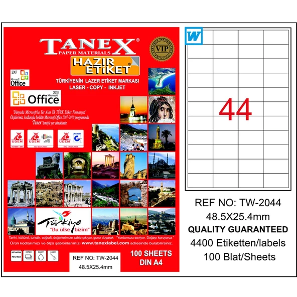 Tanex Tw-2044 Lazer Etiket 48X25 Mm Tw2044Las10100 ürün görseli 1