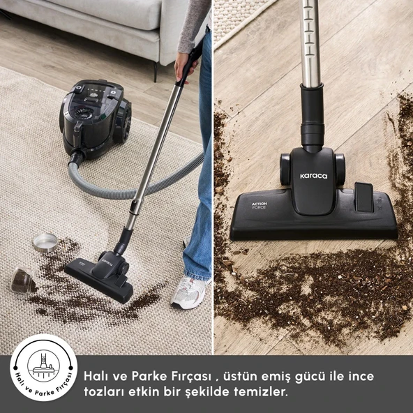 PTTAVM: Karaca Vantuz Action Force X10 2 Lt Toz Torbasız Hazneli