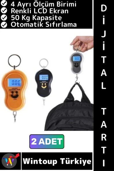 #ElTartısı Kompakt Seyahat Bavul Ağırlık Kantar Terazi LCD Ekran Gülen Yüz El Tartısı 50 Kg 2 Adet ürün görseli 1