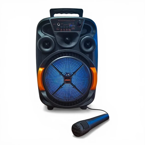 Upway LED Işıklı Mikrofonlu Şarjlı Bluetooth Hoparlör – 10W TF USB AUX TWS 8 İnç Bass Woofer ürün görseli 1