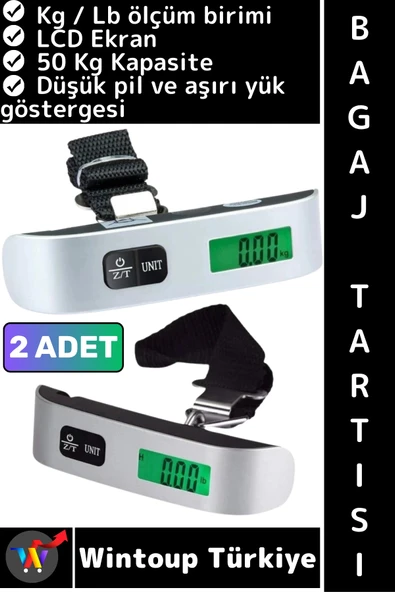 #BagajTartısı Kompakt Seyahat Bavul Ağırlık El Kantarı Dijital LCD Ekran Bagaj Tartısı 50 Kg 2 Adet ürün görseli 1