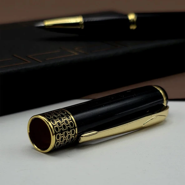 Gold İşlemeli Siyah Metal Roller Kalem - Resim 2