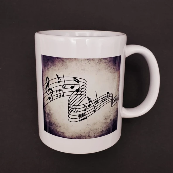 Müzik Notaları Tasarımlı Kupa Bardak ürün görseli 1
