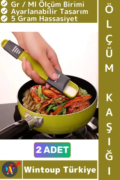 #ÖlçümKaşığı Tuz Şeker Kahve Yağ Baharat Supplement Ayarlanabilir 5 Gr/ML Hassas Ölçüm Kaşığı 2 Adet ürün görseli 1