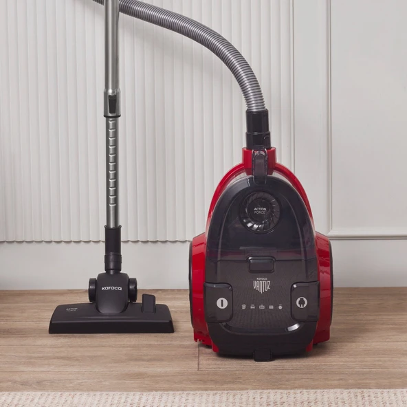 Karaca Vantuz Action Force X10 2 Lt Toz Torbasız Hazneli Elektrikli Süpürge Cherry Red 899 W ürün görseli 1