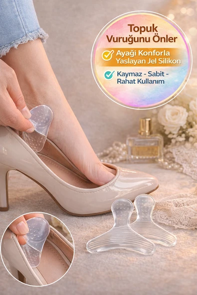 2'li Set Topuk Vurma Önleyici Silikon Jel Ped Ayakkabı Kaymaz Rahatlatıcı Koruyucu ürün görseli 1