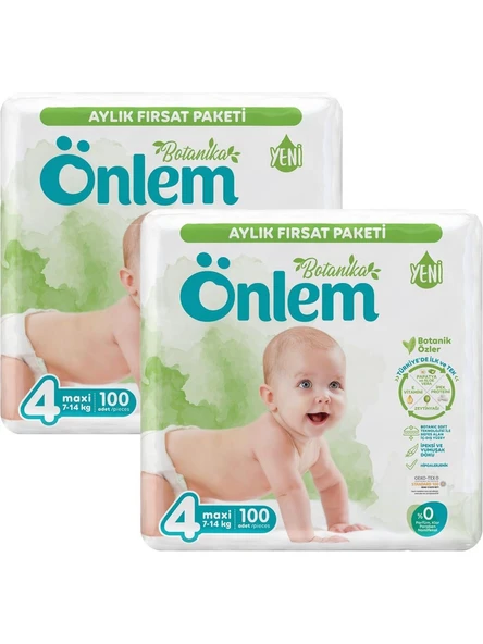 Önlem Botanika Bebek Bezi 4 Beden Maxi 7 - 14 Kg 100 Lü x 2 Paket ürün görseli 1
