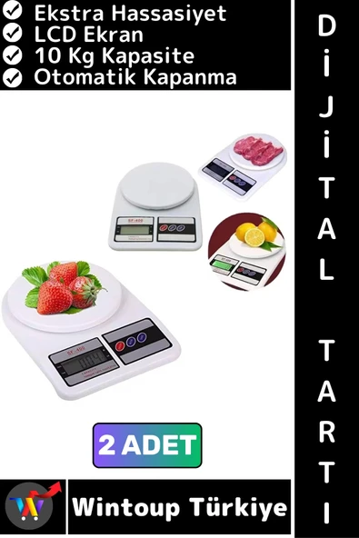#MutfakTartısı Ekstra Hassasiyet Terazi Aşırı Yük Göstergesi LCD Ekran Mutfak Tartısı 10 Kg 2 Adet ürün görseli 1
