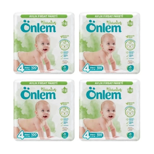 Önlem Botanika Bebek Bezi 4 Beden Maxi 7 - 14 Kg 100 Lü x 4 Paket ürün görseli 1