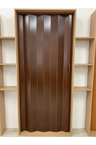 Akordeon Kapı Kibar Modeli, Ceviz Ahşap Desenli, 84x216cm ürün görseli 1