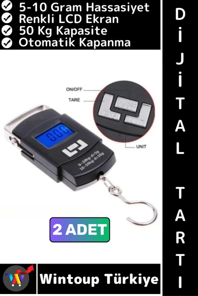 #ElTartısı Kompakt Seyahat Bavul Ağırlık El Kantarı Terazi Dijital LCD Ekran El Tartısı 50 Kg 2 Adet ürün görseli 1
