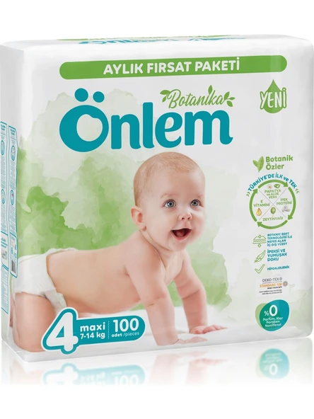 Önlem Botanika Bebek Bezi 4 Beden Maxi 7 - 14 Kg 100 Adet ürün görseli 1