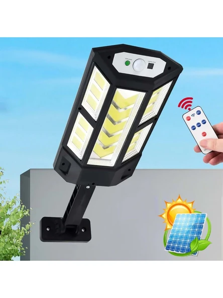 LED Güneş Enerjili Solar Lamba Kumandalı 3 Modlu Hareket Sensörlü Dış Mekan Aydınlatma ürün görseli 1